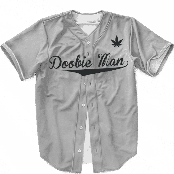 Doobie Man 23 Gray Minimalist Marijuana Cool Baseball Jersey