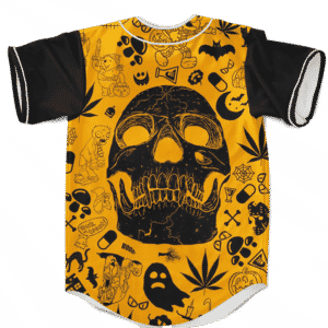 Dope Doodle Art Cartoon Skull 420 Marijuana Baseball Jersey