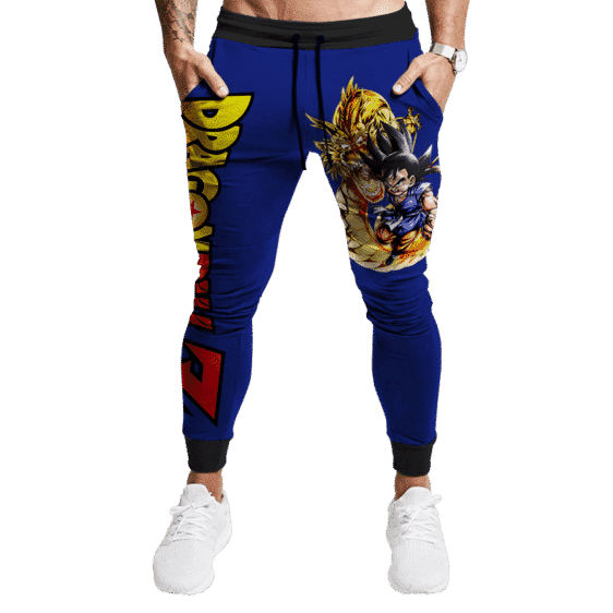 Dragon Ball GT Kid Goku Dragon Fist Awesome Blue Jogger Pants