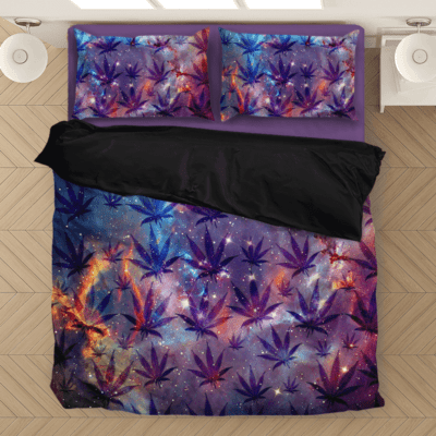 Galaxy Marijuana Hemp Weed Pattern Astonishing Bedding Set