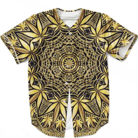 Golden Marijuana Mandala Awesome Geometry Stylish Baseball Jersey