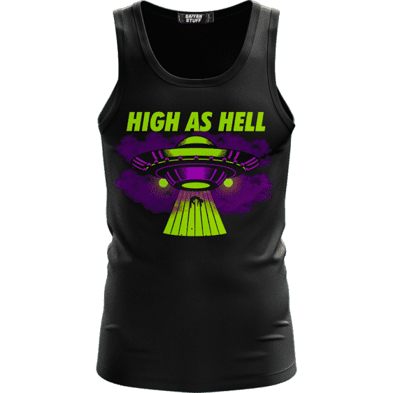 High as Hell Alien Abduction Art 420 Marijuana Tank Top