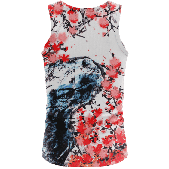 Japanese Art Painting Cherry Marijuana Blossoms 420 Tank Top Back