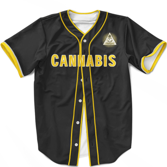 MLB Padres Jersey Black Gold Cannabis Illuminati Baseball Jersey