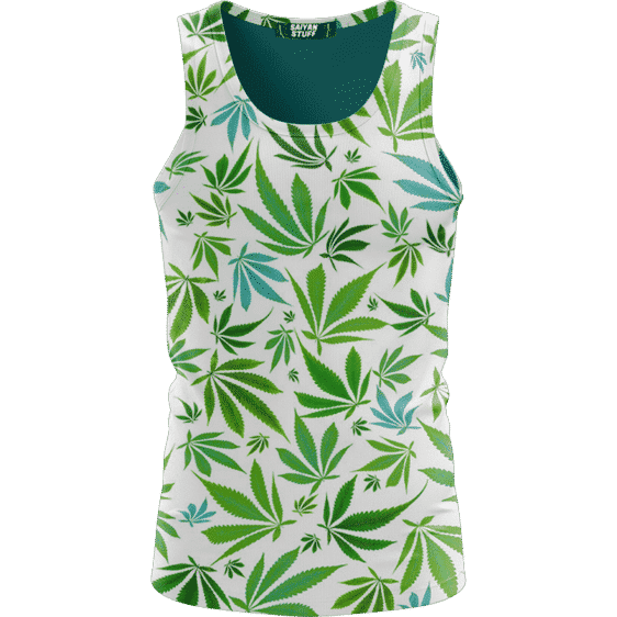 Marijuana 420 Weed Hemp Leaves Green White Dope Tank Top
