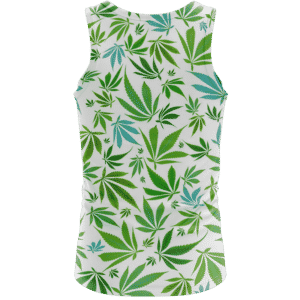 Marijuana 420 Weed Hemp Leaves Green White Dope Tank Top - Back