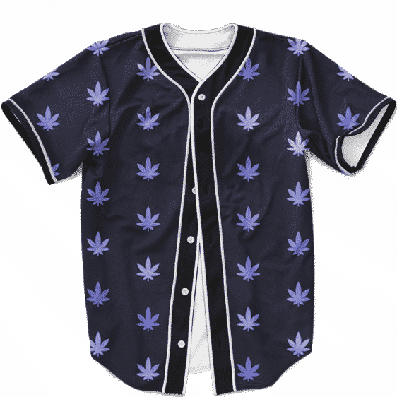 Marijuana Cool And Awesome Pattern Navy Blue Baseball Jersey