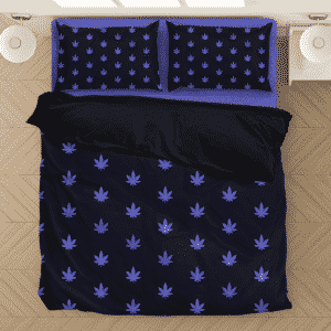 Marijuana Awesome Pattern Navy Blue Beautiful Bedding Set