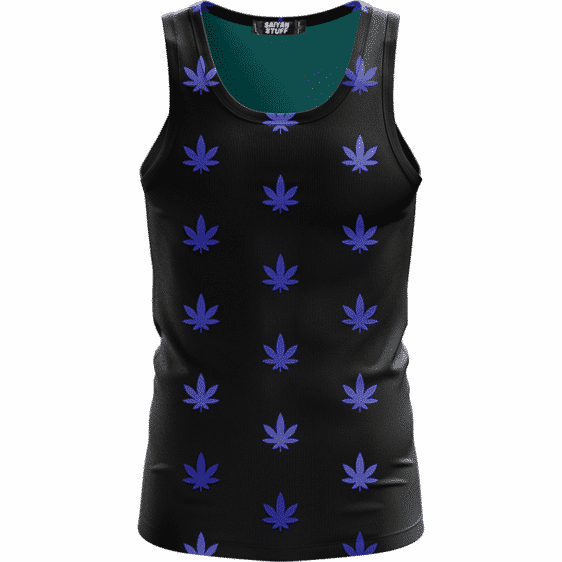 Marijuana Cool And Awesome Pattern Navy Blue Simple Tank Top