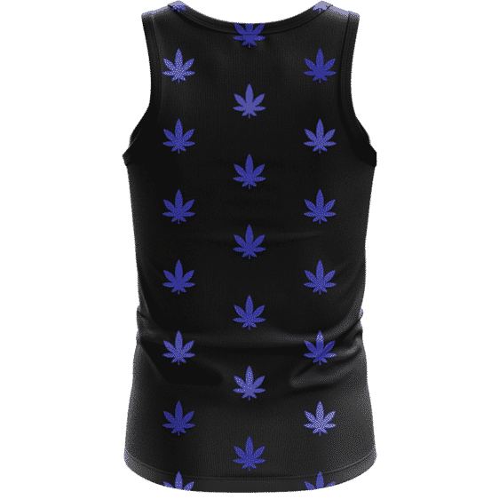 Marijuana Cool And Awesome Pattern Navy Blue Simple Tank Top - back