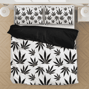Marijuana White Black Pattern Awesome Minimalist Bedding Set
