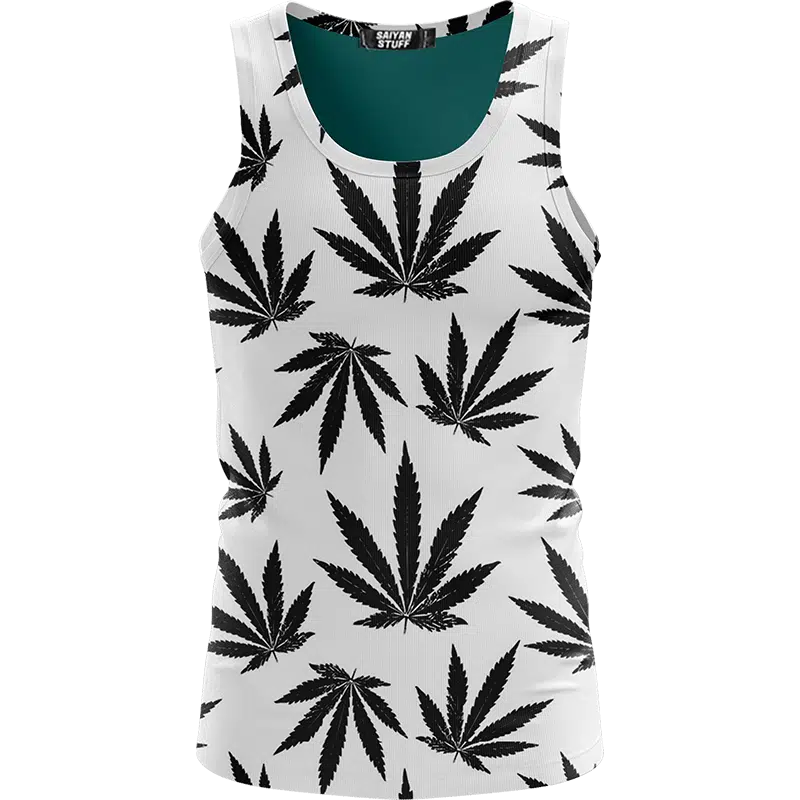 Marijuana Cool White Black Pattern Awesome Tank Top
