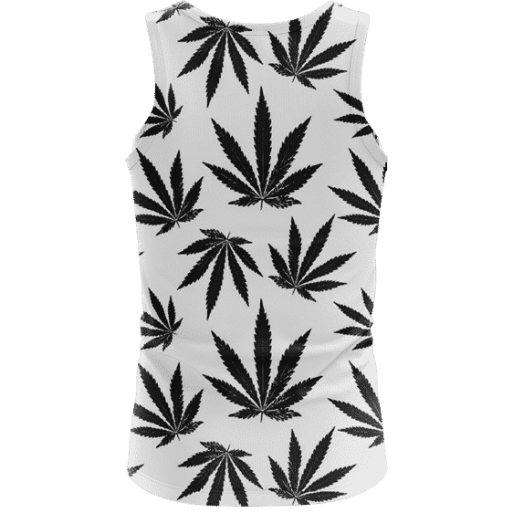 Marijuana Cool White Black Pattern Awesome Tank Top - Back