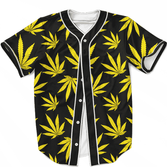 Marijuana Cool Yellow Black Pattern Awesome Baseball Jersey