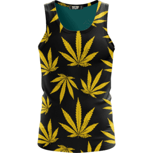Marijuana Cool Yellow Black Pattern Awesome Tank Top