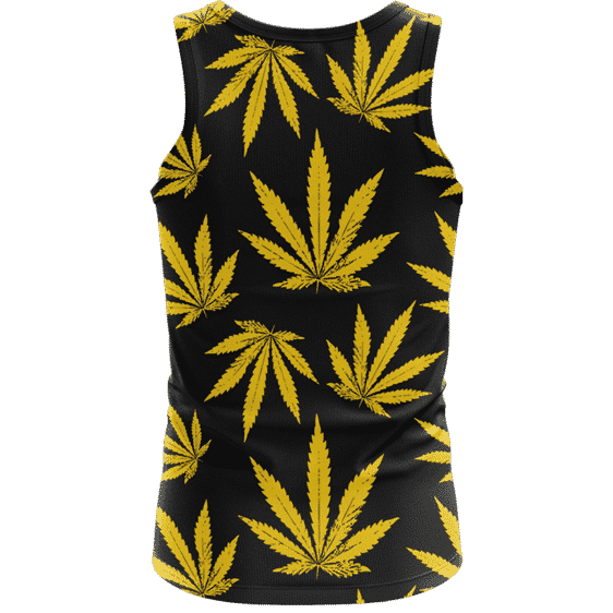 Marijuana Cool Yellow Black Pattern Awesome Tank Top - back