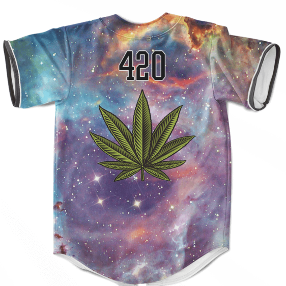 Marijuana Leaf Logo Galaxy Themed Artwork Dope Baseball Jersey