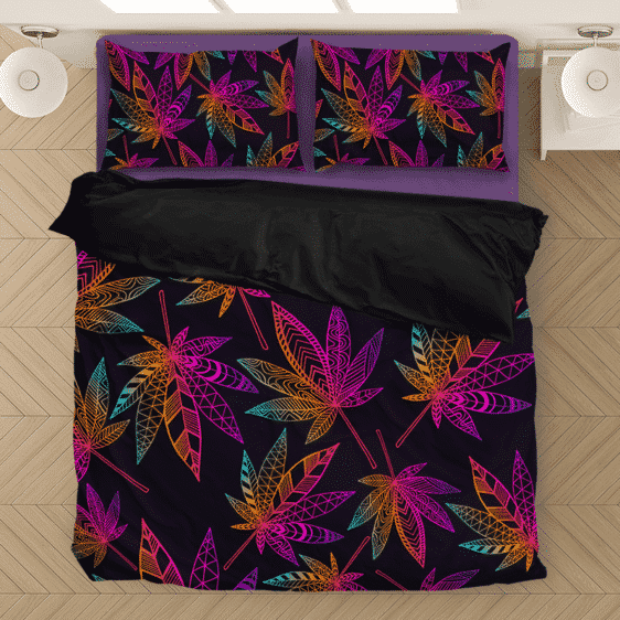 Marijuana Leaf Trippy Colors All Over Print Cool Bedding Set