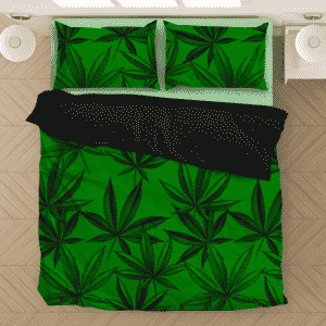Marijuana Leaves Dope Dark Green Minimalist Awesome Bedding Set