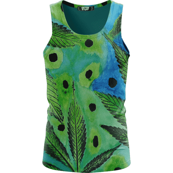 Marijuana Leaves Relaxing Poster Art Green Blue Wonderful Tank Top