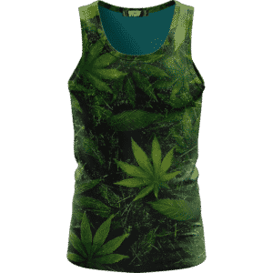 Marijuana Mary Jane 420 Weed Leaves All Over Green Tank Top
