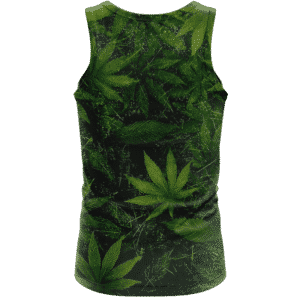 Marijuana Mary Jane 420 Weed Leaves All Over Green Tank Top - back