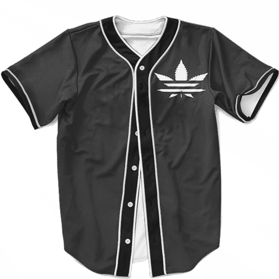 Marijuana Weed Adidas Addicted Logo Black Baseball Jersey