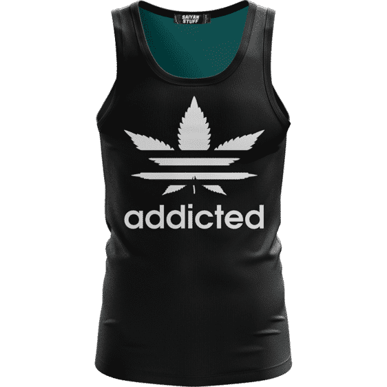 Marijuana Weed Adidas Addicted Logo Black Minimalist Tank Top