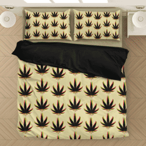 Marijuana Weed Trippy Colors Cool Seamless Pattern Bedding Set