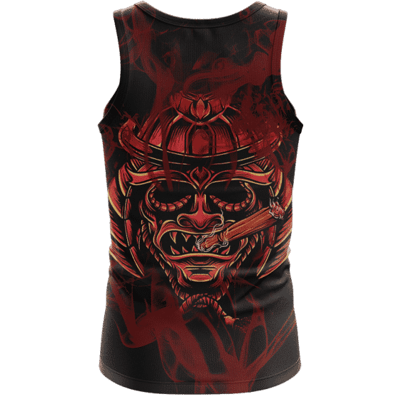 Smoking Samurai Dark Red Japanese Theme Awesome Tank Top - back