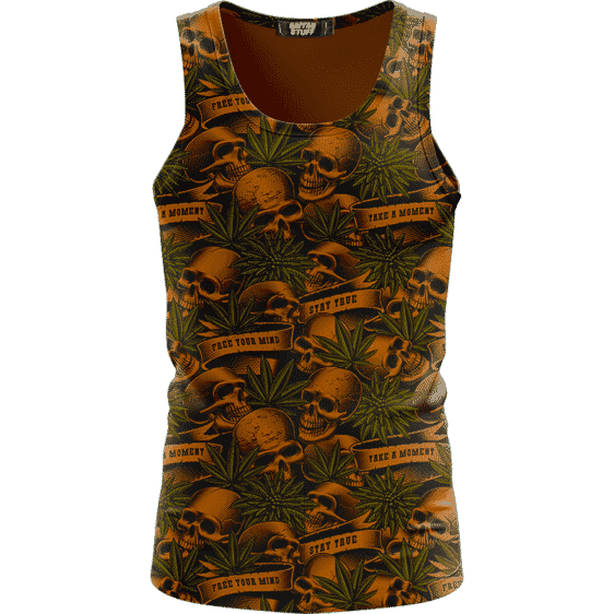 Stay True & Free Your Mind Weed Skulls 420 Marijuana Tank Top