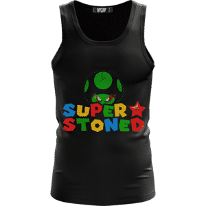 Super Stoned Mushroom Weed Marijuana Mario Black Tank Top