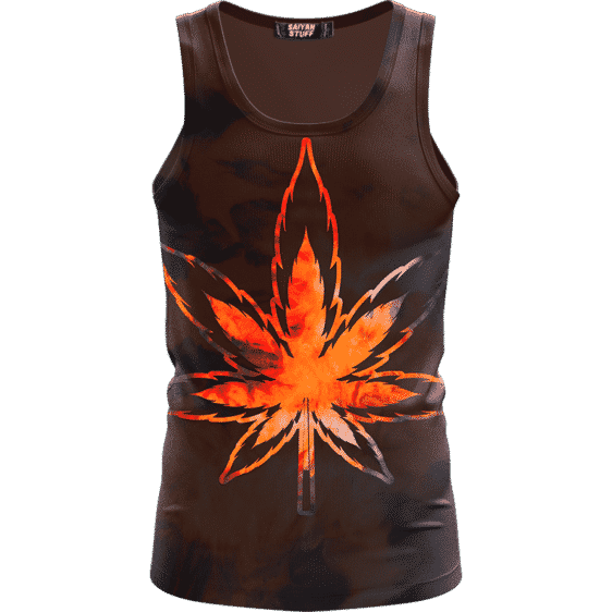 Tie Dye Marijuana Leaf Fire Effect 420 Marijuana Tank Top