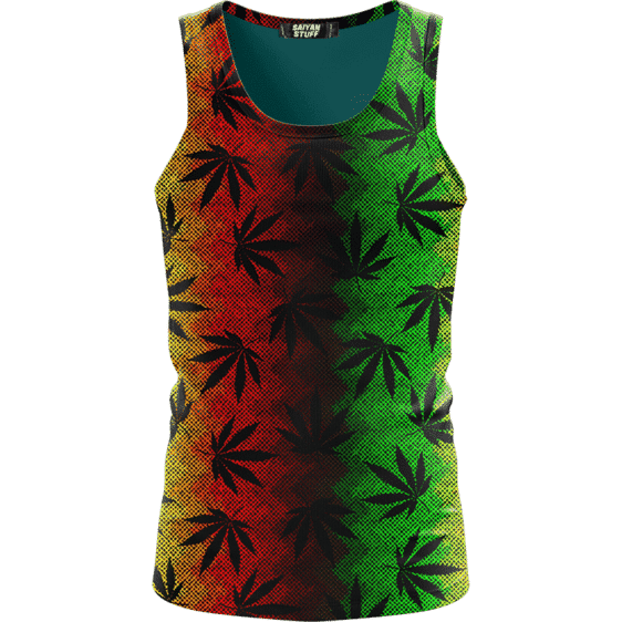 Weed Leaves Marijuana 420 Cool Reggae Pattern Awesome Tank Top