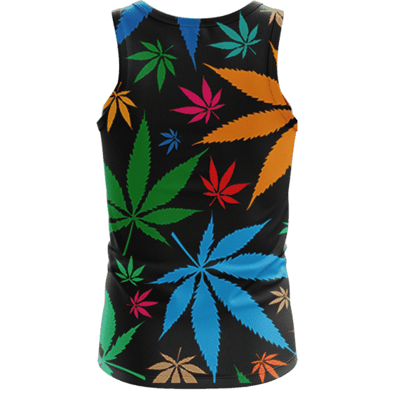 Weed Marijuana Colorful Seamless Pattern Dope Tank Top - Back