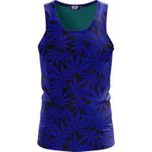 Weed Marijuana Leaves Navy Blue Pattern Cool Dope Tank Top