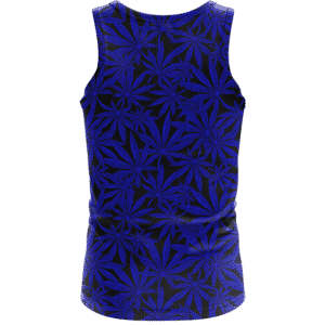 Weed Marijuana Leaves Navy Blue Pattern Cool Dope Tank Top- back