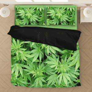 Weed Marijuana Plant Leaves Cool Wonderful Bedding Set
