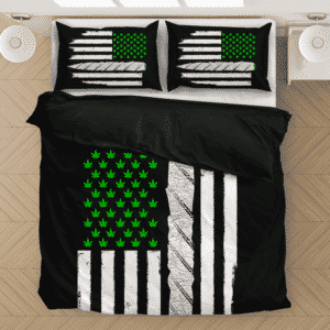 Weed US Flag Joint 420 Marijuana Dope Ganja Bedding Set