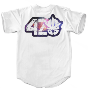 White 420 Galaxy Logo Cannabis Themed Colorful Baseball Jersey