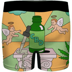 CBD Cannabis Oil Miracle Herb Cartoon Art Marijuana Men's Boxers