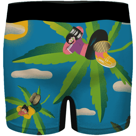 Cool Art Relaxing Teen on Marijuana Hemp 420 Weed Men's Boxers