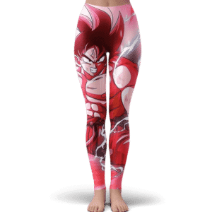 DBZ Goku Base Form Charging Awesome Red Yoga Pants