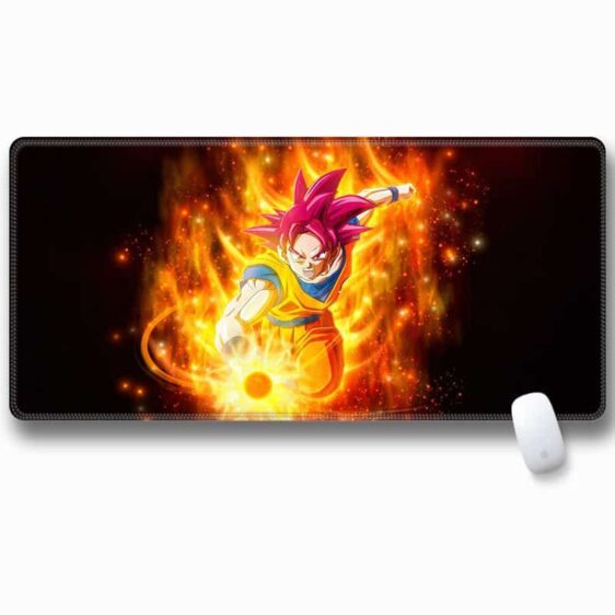DBZ Son Goku Super Saiyan God Fiery Aura Extended Mouse Pad