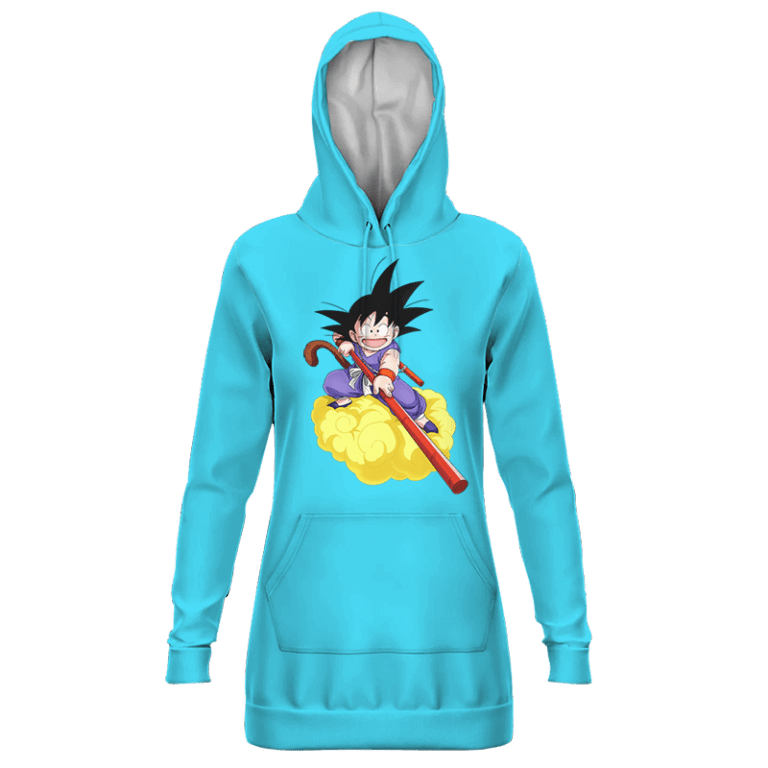 Dragon Ball GT Kid Goku In Blue Costume Bubbly Blue Hoodie Dress