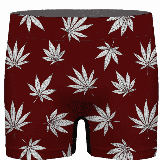 Marijuana Leaves Cool All Over Print Dark Red Men's Boxer