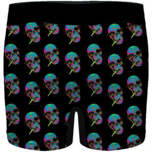Smoking Vibrant Skull Retro 64 Bit Art 420 Marijuana Men's Boxers