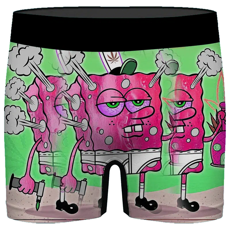 Spongebob Smoking Kush Out of Pineapple Bong 420 Men’s Boxers