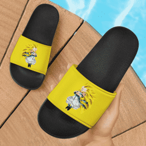 DBZ Gotenks Super Saiyan 3 Flat Artwork Fantastic Yellow Slide Sandals