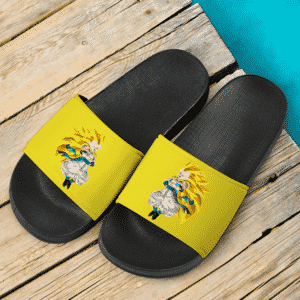 DBZ Gotenks Super Saiyan 3 Flat Artwork Fantastic Yellow Slide Sandals